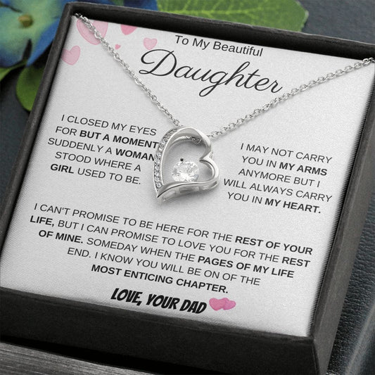 To My Beautiful Daughter Love Dad - Forever Love Necklace