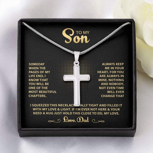 To My Son Love Dad- Cross Necklace