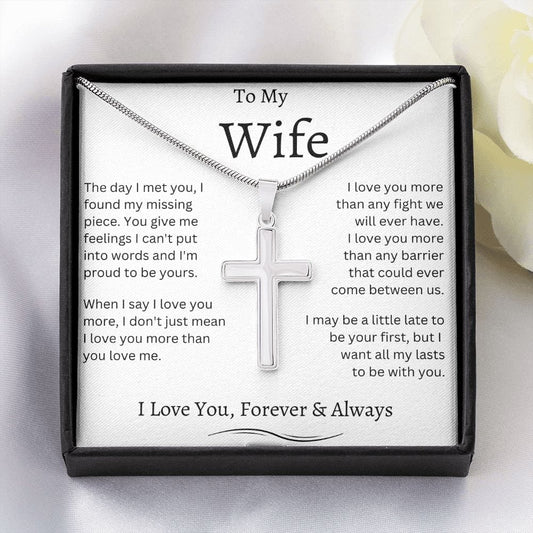To My Wife Stainless Cross Necklace